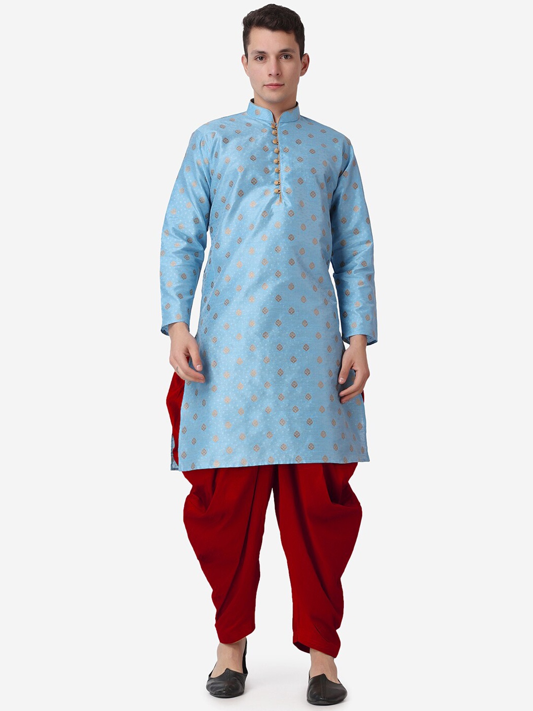 

ROYAL KURTA Men Printed Kurta with Dhoti Pants, Blue