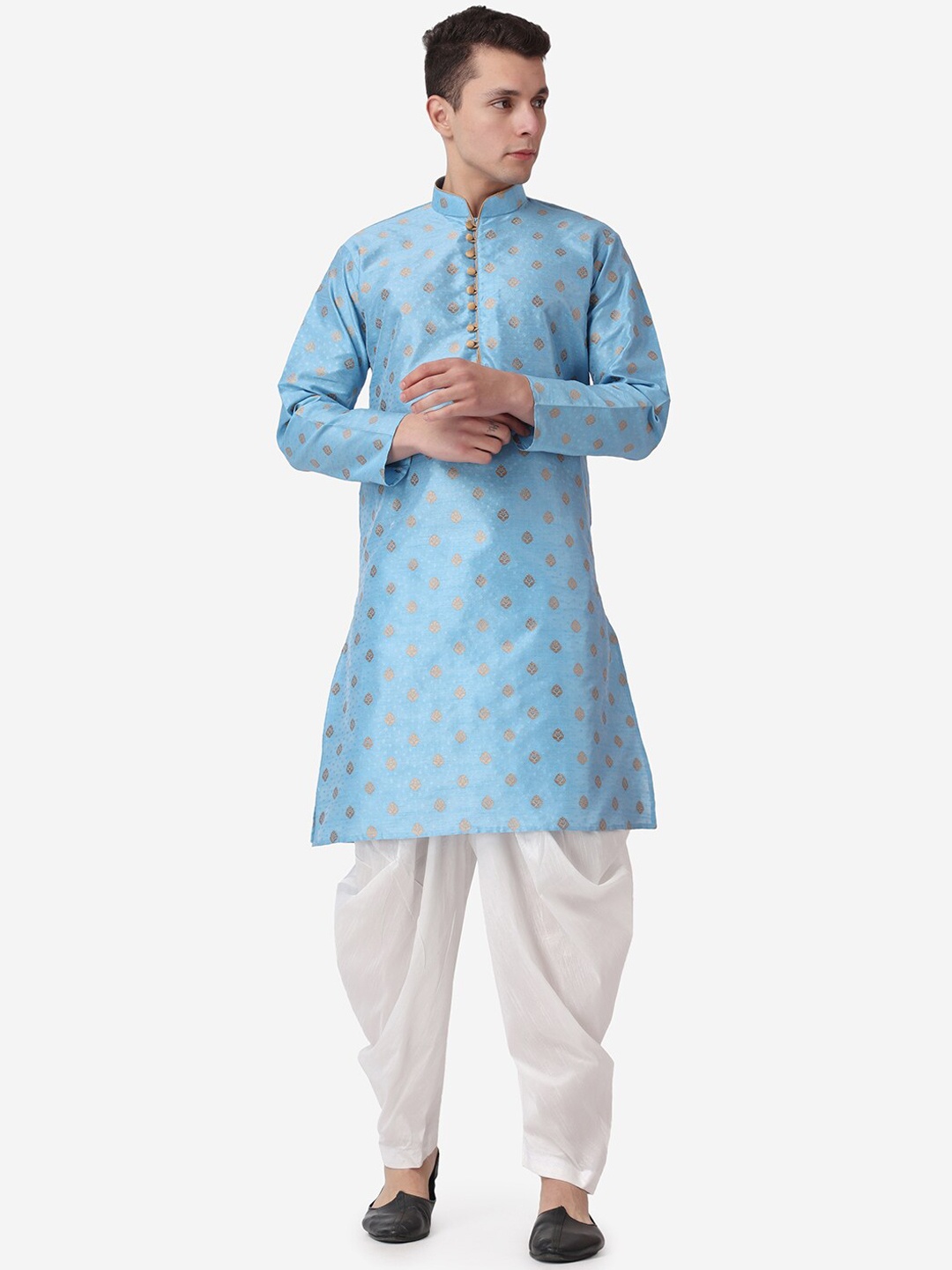 

ROYAL KURTA Men Ethnic Motifs Printed Kurta with Salwar, Blue