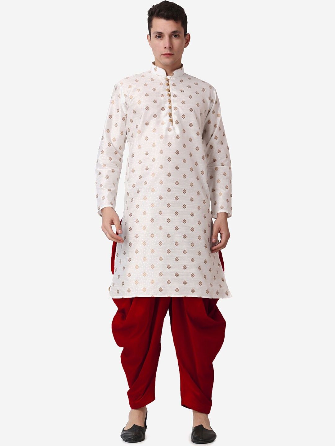 

ROYAL KURTA Men Printed Kurta With Dhoti Pants, Beige