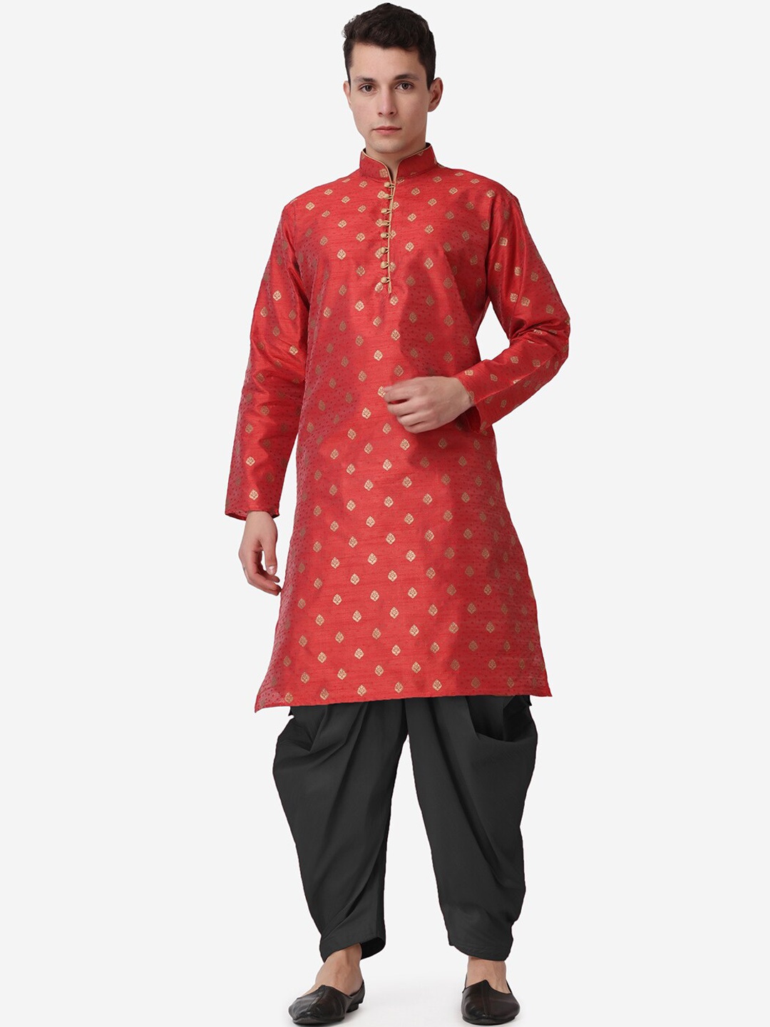 

ROYAL KURTA Men Ethnic Motifs Printed Kurta with Salwar, Maroon