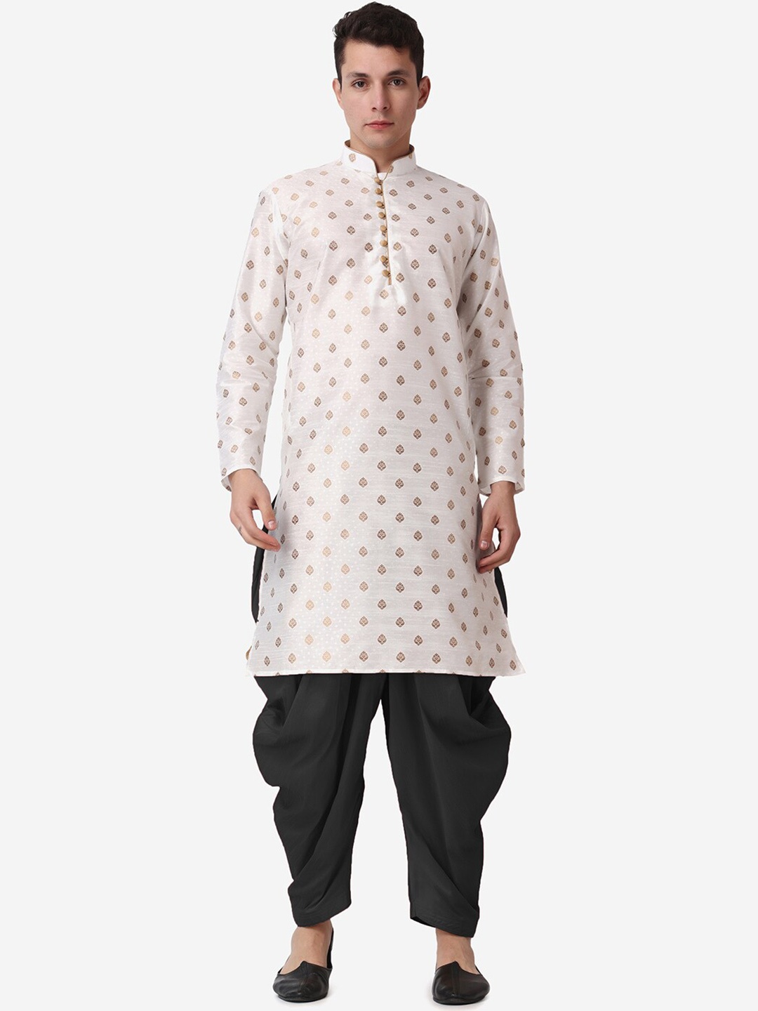 

ROYAL KURTA Men Ethnic Motifs Printed Kurta with Salwar, Beige