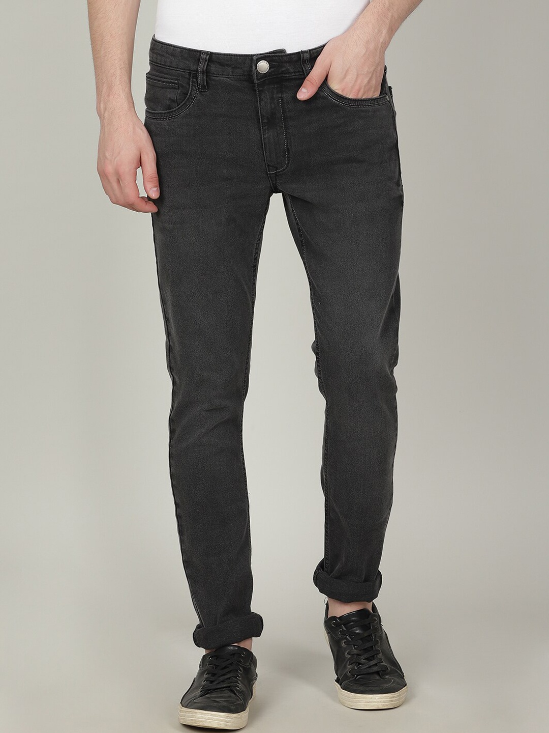 

Crocodile Men Solid Cotton Slim Fit Stretchable Jeans, Black