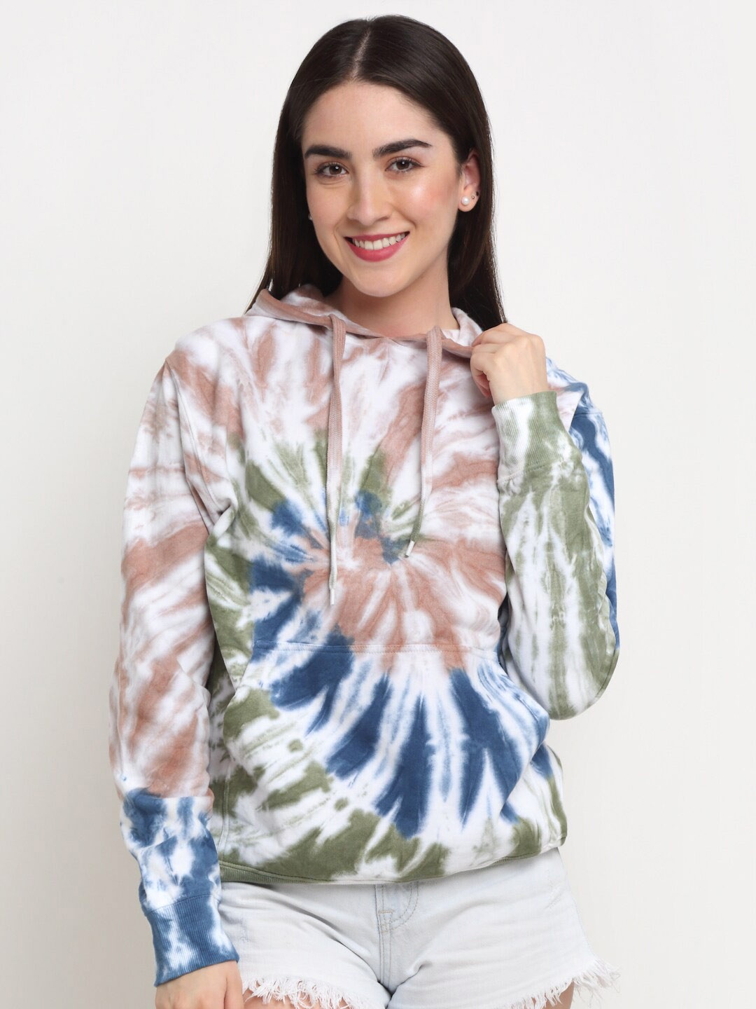 

Ennoble Women Printed Hooded Cotton Sweatshirt, Blue