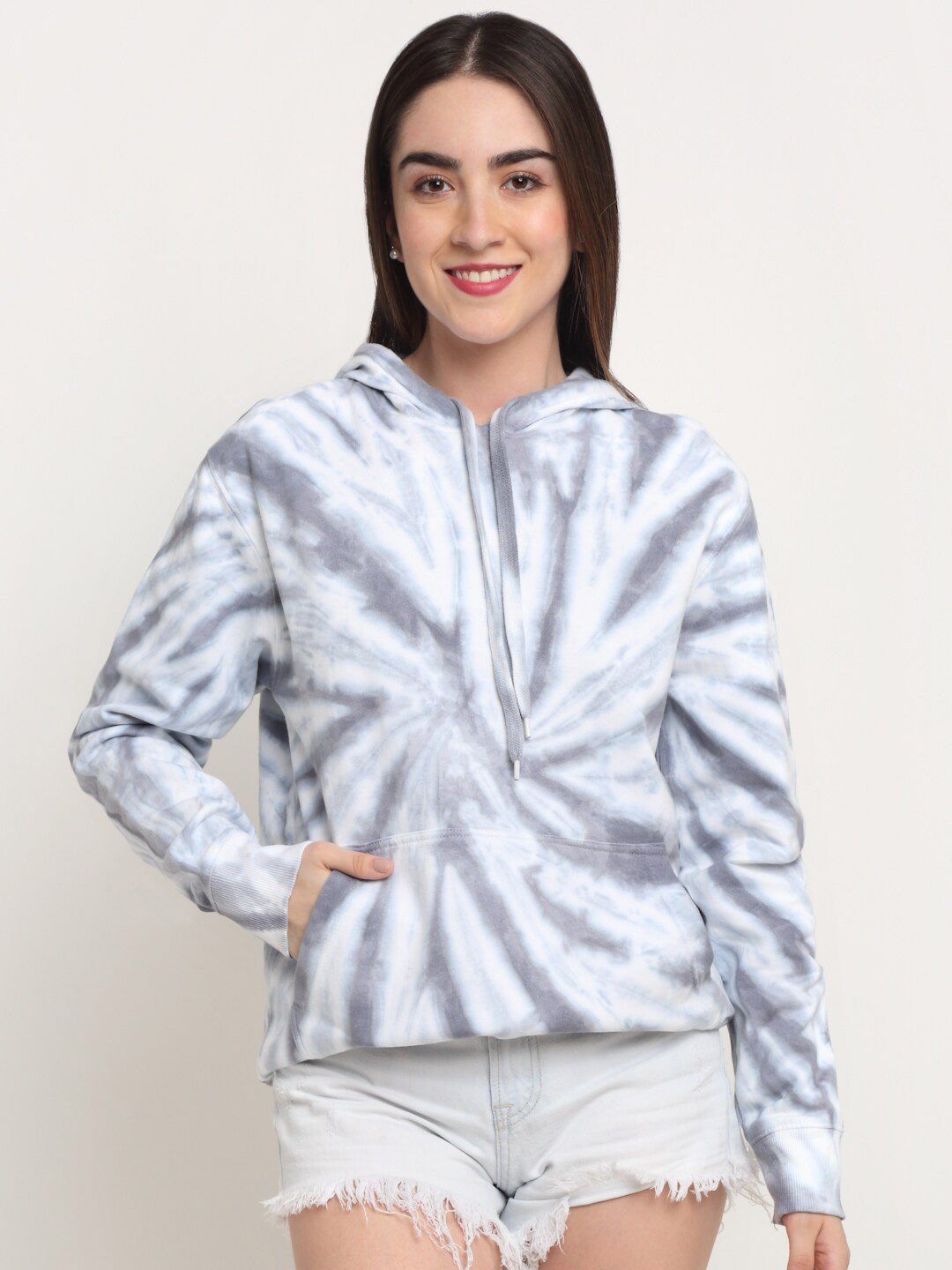 

Ennoble Women Printed Hooded Cotton Sweatshirt, Grey