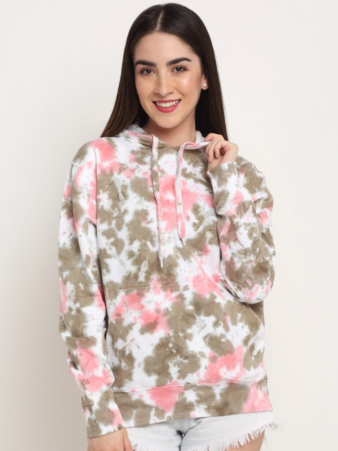 

Ennoble Women Printed Hooded Cotton Sweatshirt, Pink