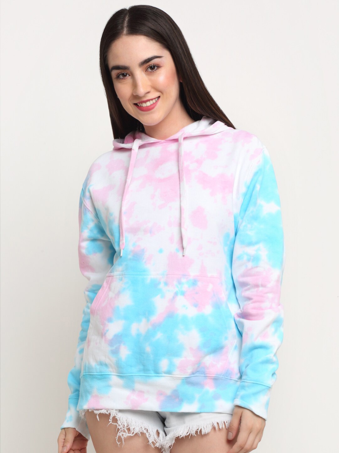 

Ennoble Women Printed Hooded Pullover Sweatshirt, Pink