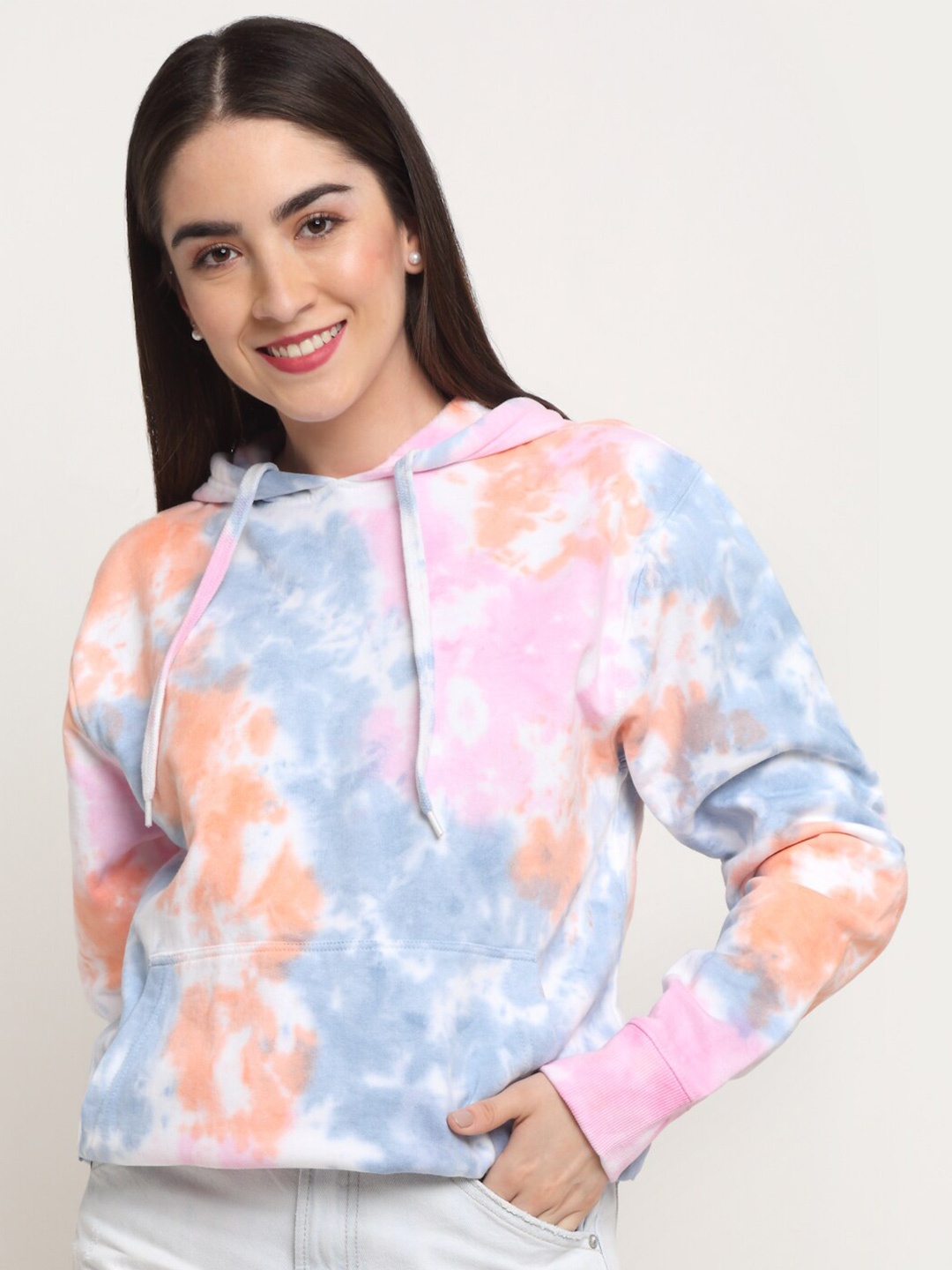 

Ennoble Women Printed Hooded Cotton Pullover Sweatshirt, Blue