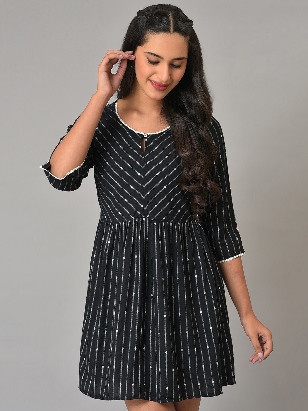 

AURELIA Striped Tunic, Black