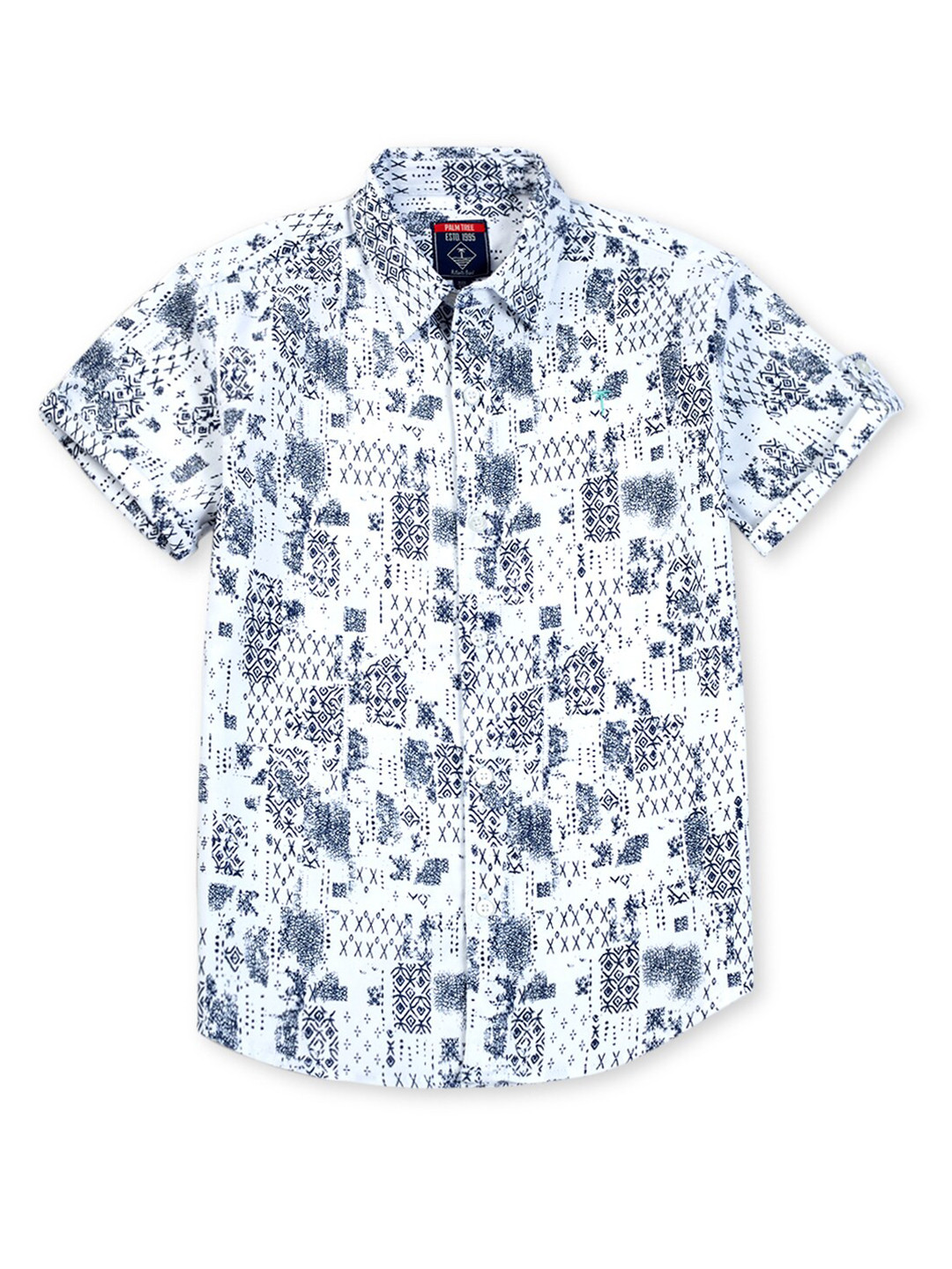 

Palm Tree Boys Printed Casual Cotton Shirt, White