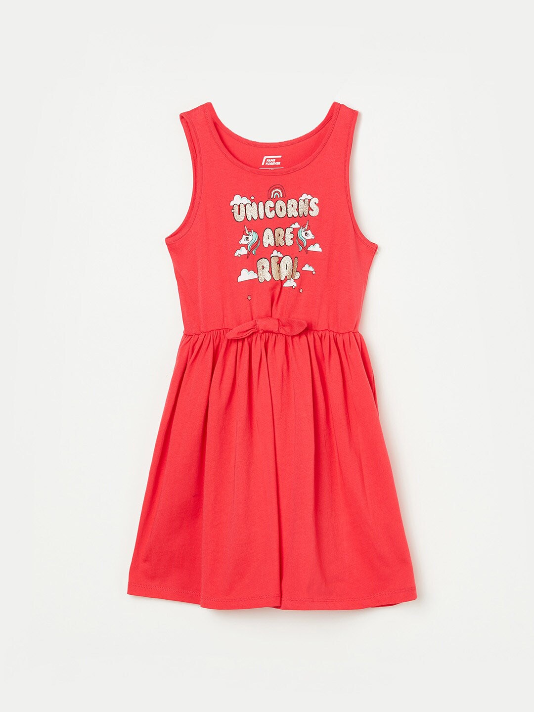 

Fame Forever by Lifestyle Typography Printed Cotton Dress, Coral