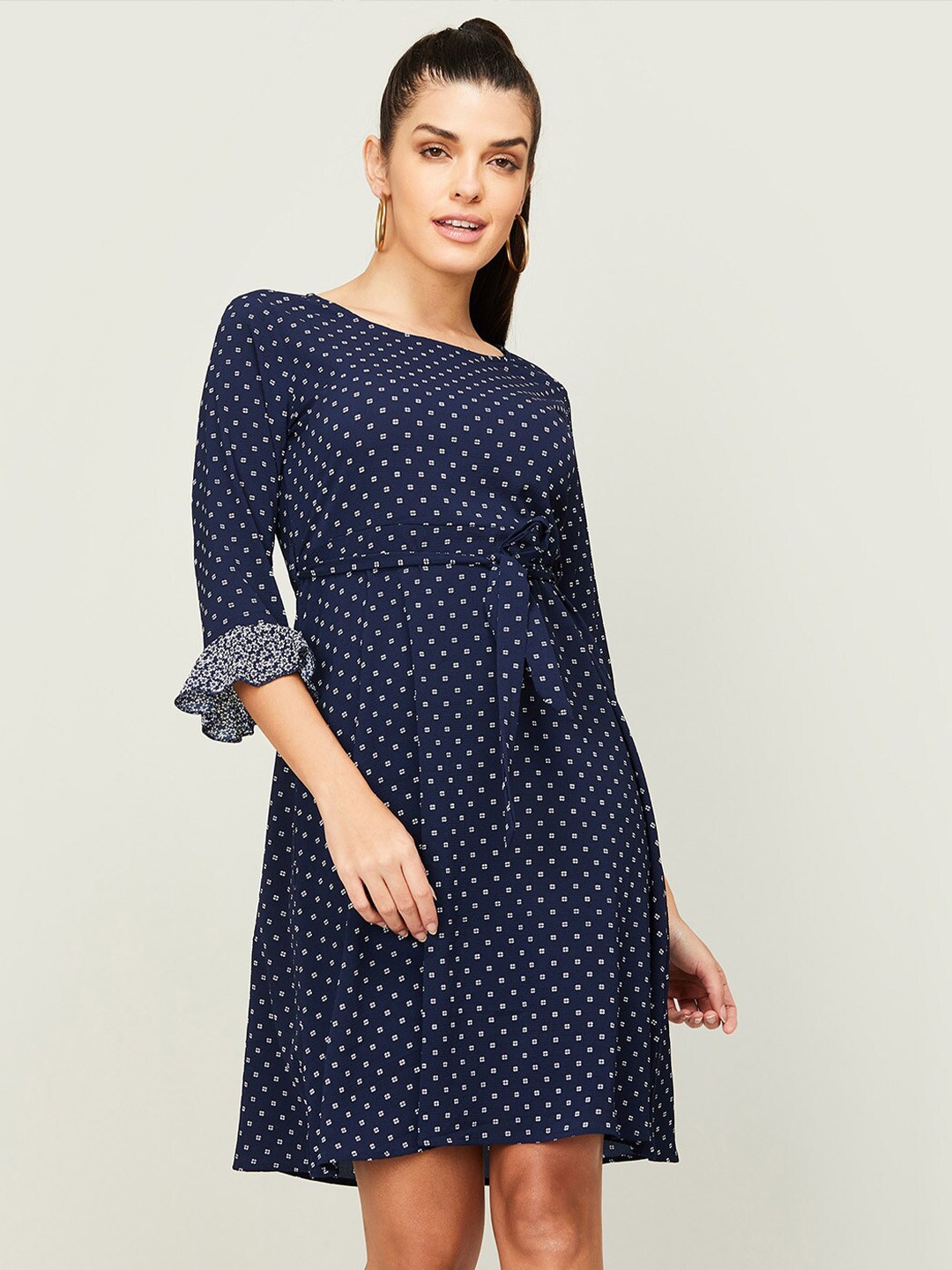 

Fame Forever by Lifestyle Bell Sleeves Dress, Navy blue