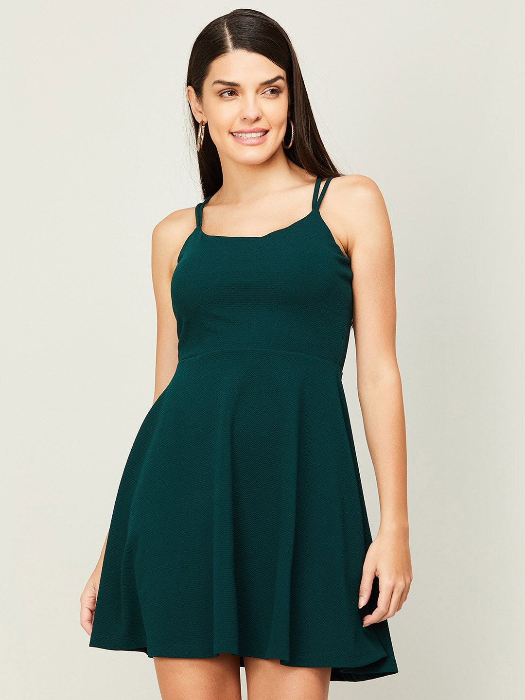 

Ginger by Lifestyle Shoulder Straps Fit & Flare Dress, Green