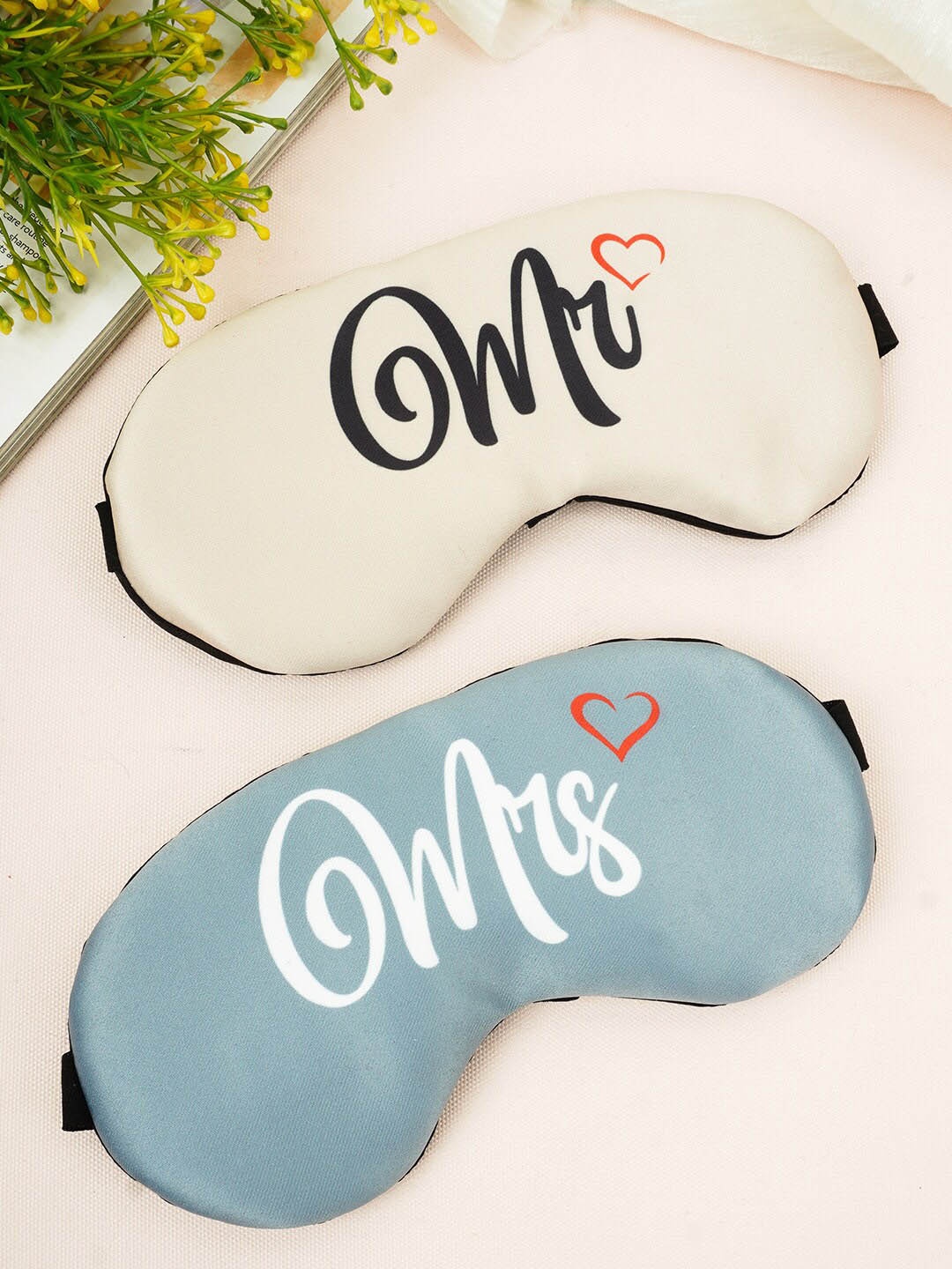 

Crazy Corner Set Of 2 Printed Valentine's Day Couple Eye Mask, Cream