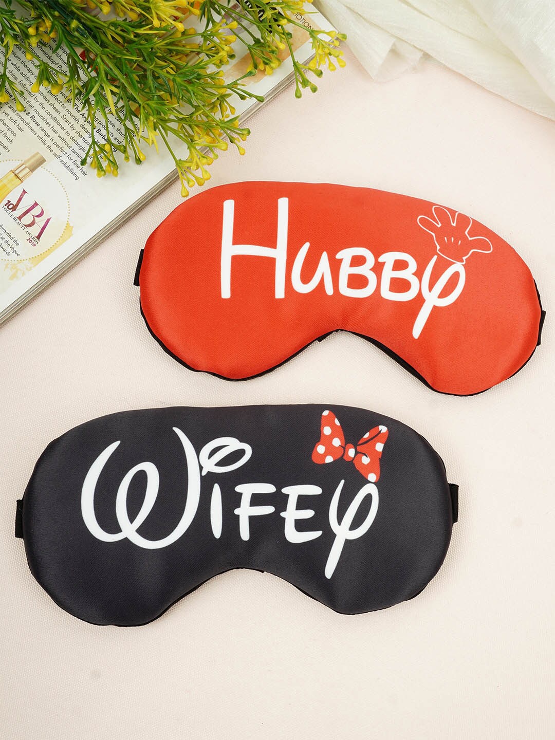 

Crazy Corner Set Of 2 Printed Couple Eye Mask, Red