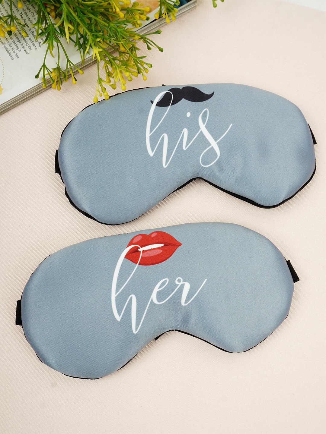 

Crazy Corner Set Of 2 Printed Couple Eye Mask, Grey
