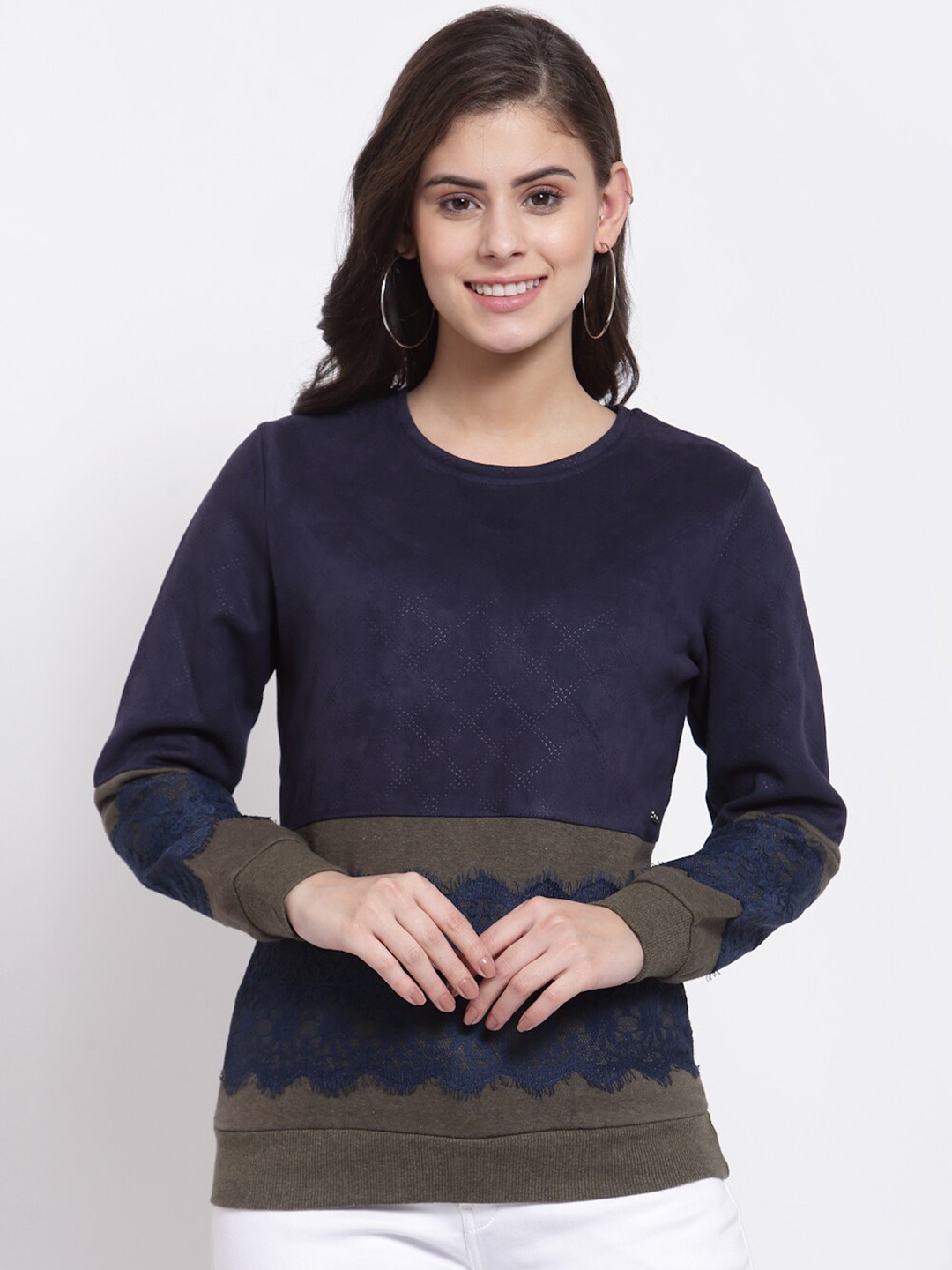 

Juelle Women Colourblocked Sweatshirt, Navy blue