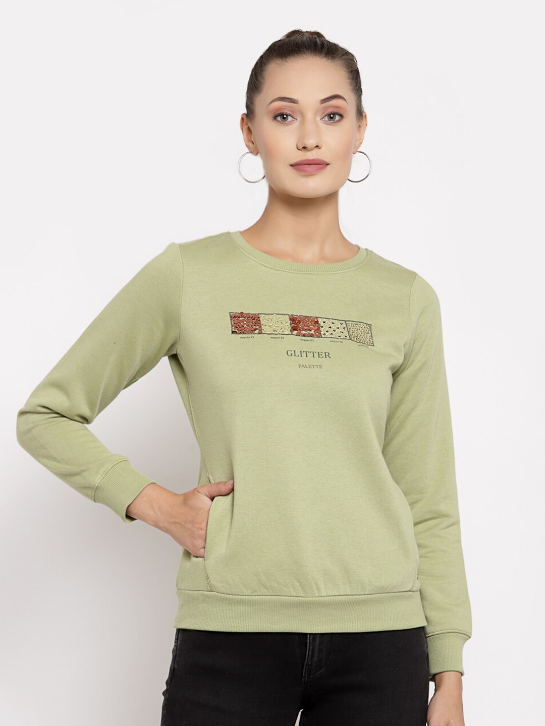 

Juelle Women Printed Pullover Sweatshirt, Green