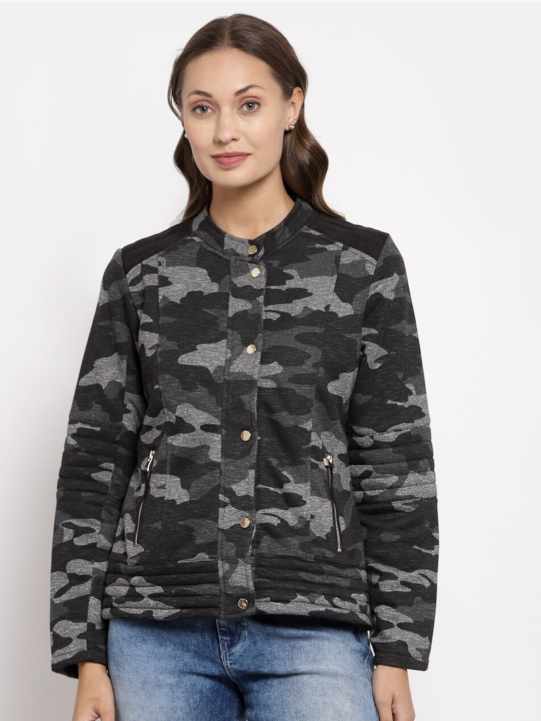 

Juelle Women Printed Fleece Sweatshirt, Black