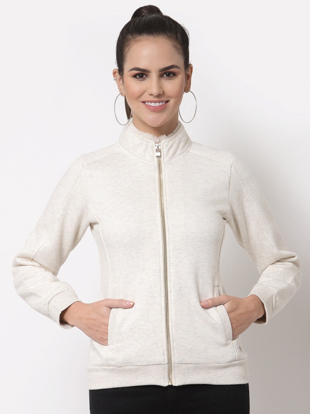 

Juelle Women Mock Neck Fleece Sweatshirt, Off white