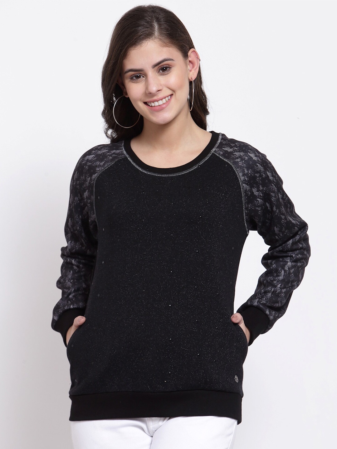 

Juelle Women Round Neck Sweatshirt, Black