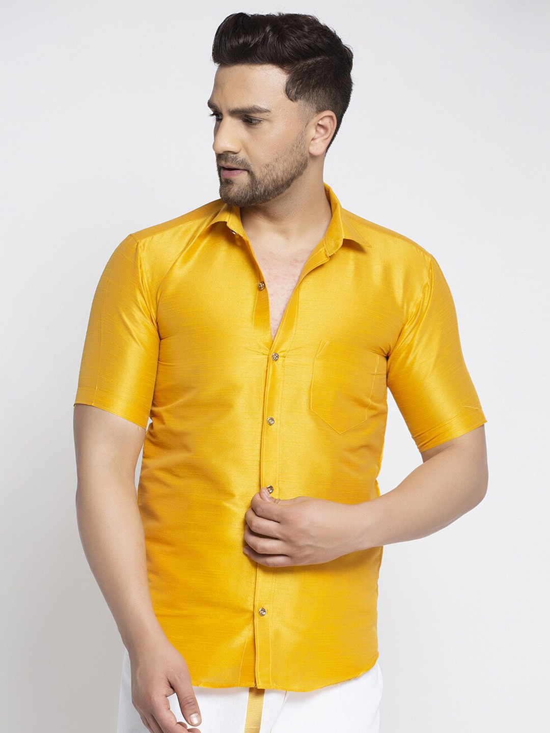 

Kaifoo Men Yellow Casual Shirt