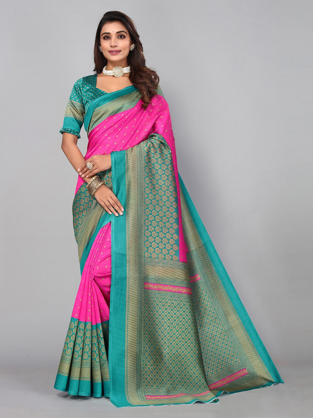 

KALINI Ethnic Motifs Art Silk Saree, Pink