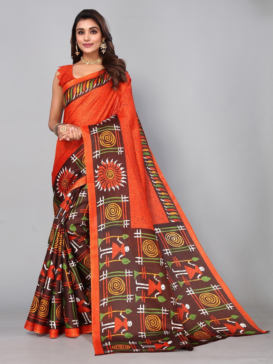 

KALINI Ethnic Motifs Art Silk Saree, Brown