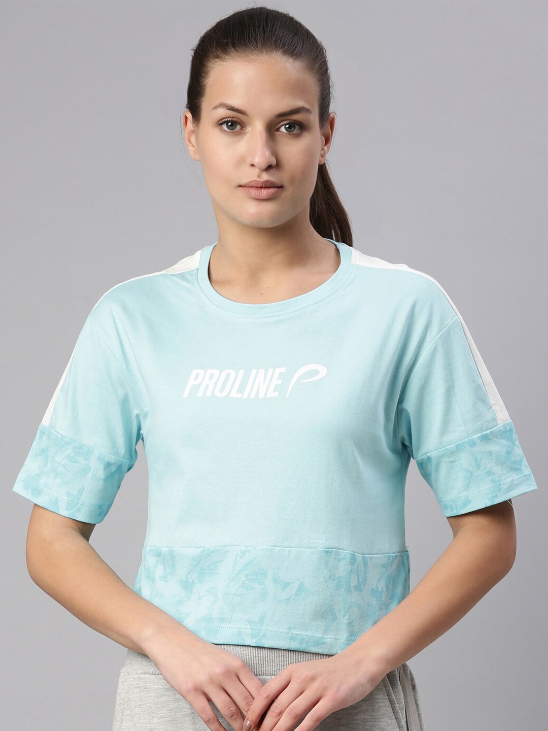 

Proline Active Women Round Neck Antimicrobial Gym Cotton T-shirt, Blue