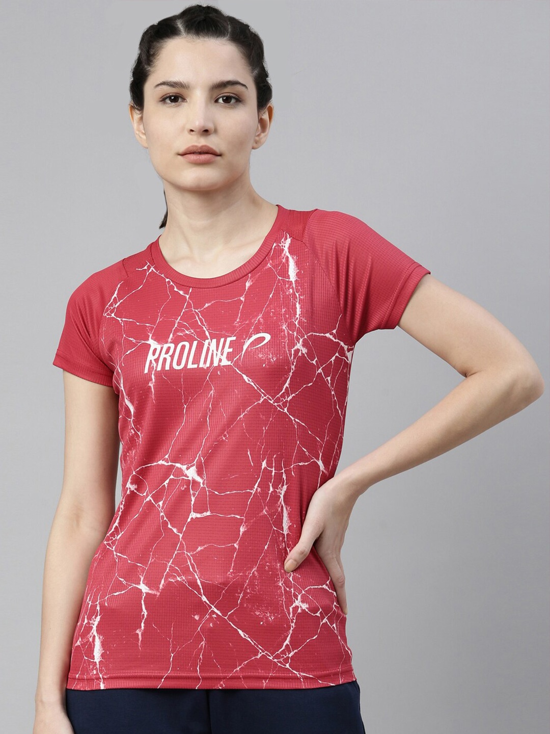 

Proline Active Women Round Neck Printed T-shirt, Red