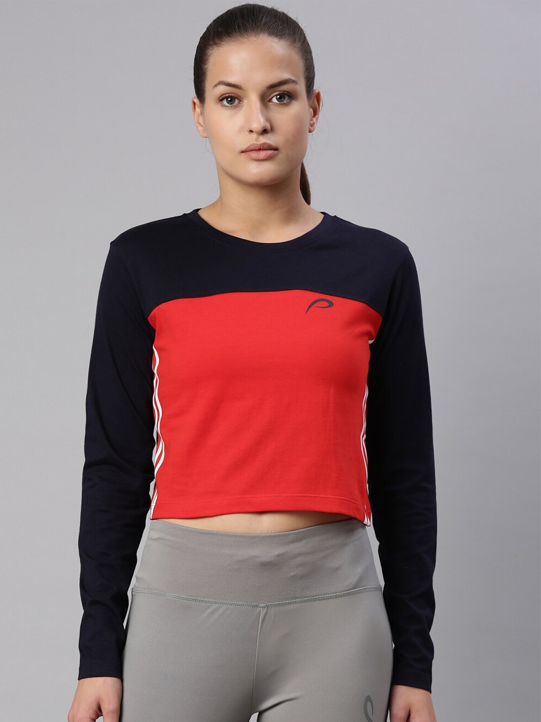 

Proline Active Women Colourblocked Cotton T-shirt, Navy blue