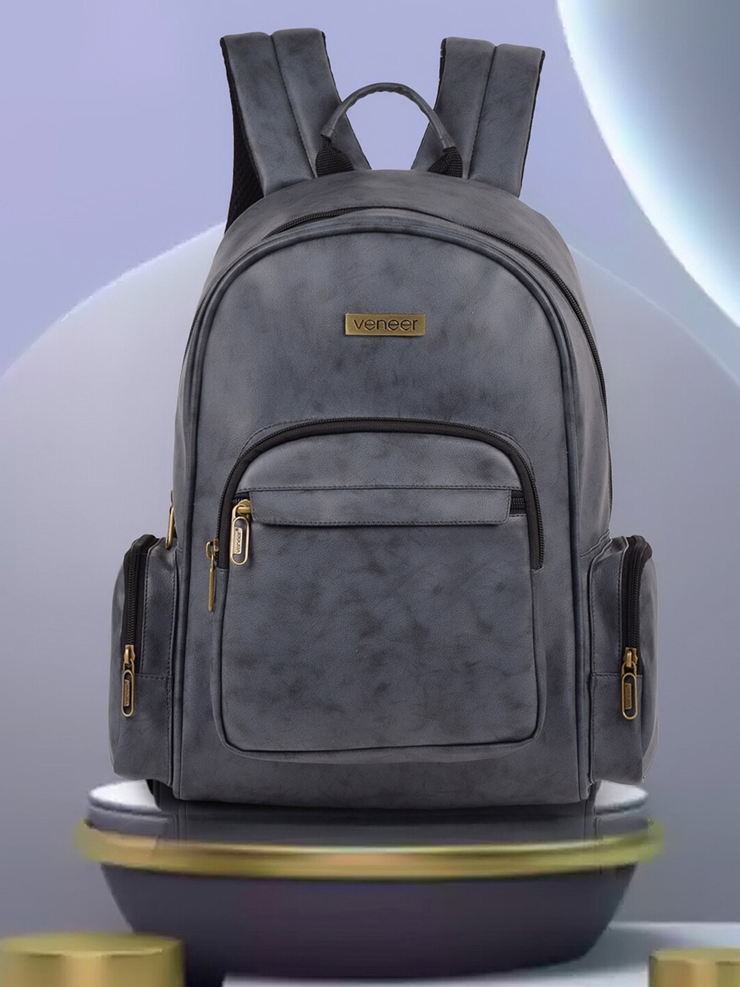 

Veneer Water Resistant Backpack with Compression Straps, Grey