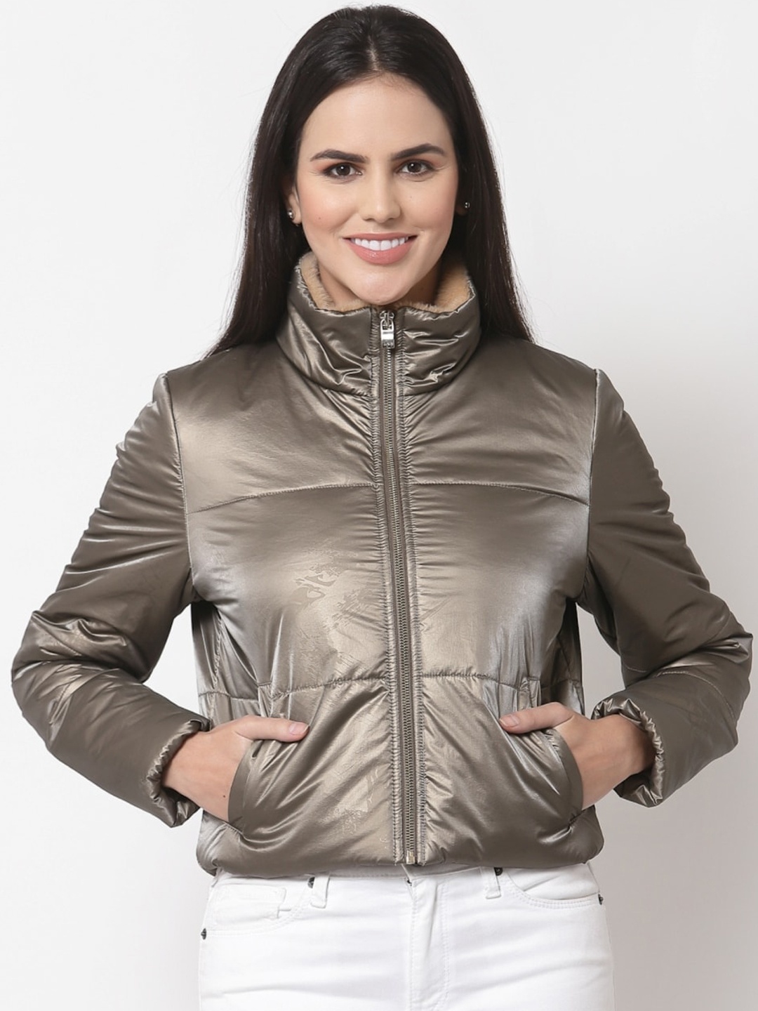 

Juelle Women Crop Padded Jacket, Brown
