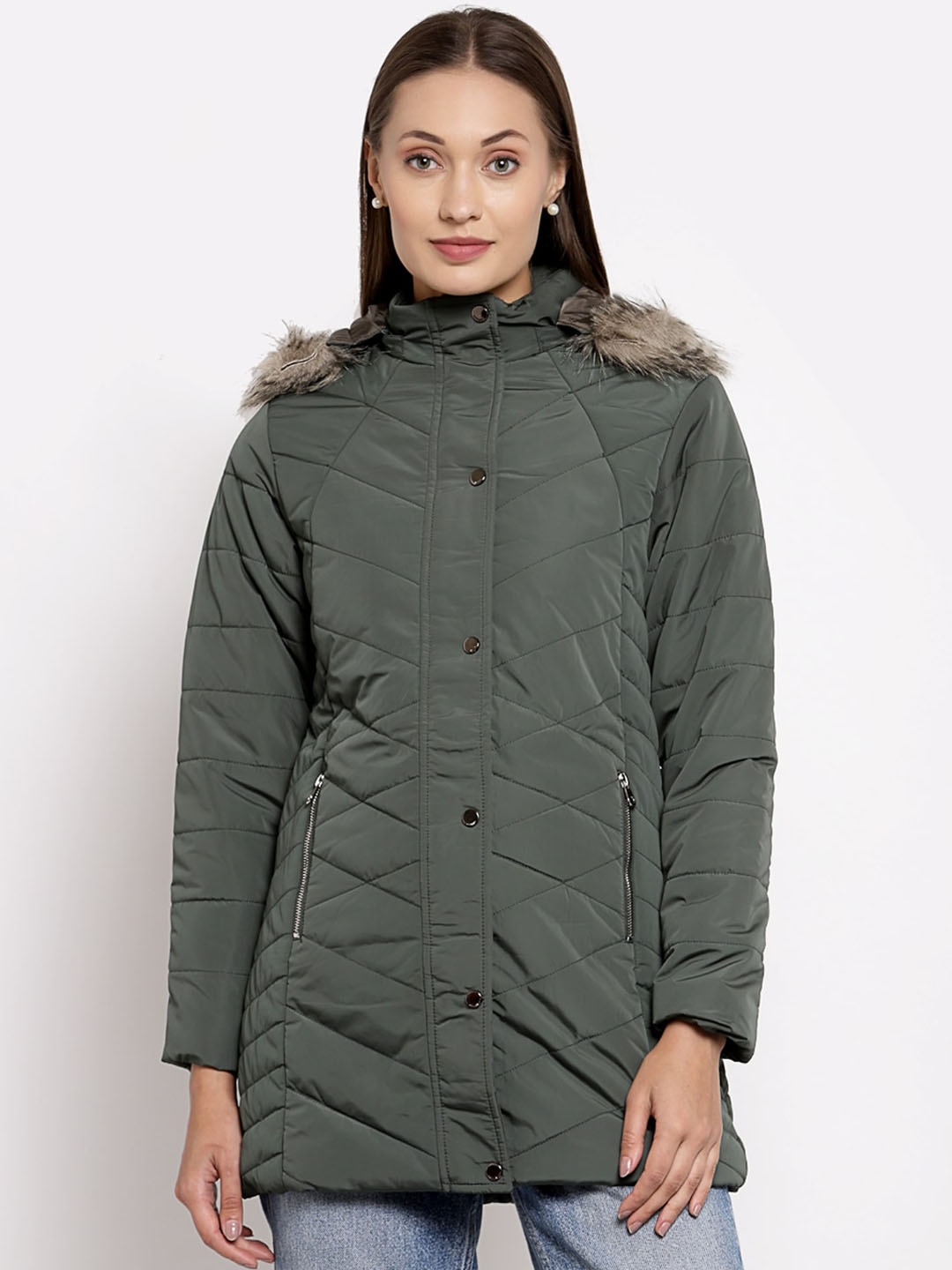 

Juelle Women Hooded Longline Parka Jacket, Green