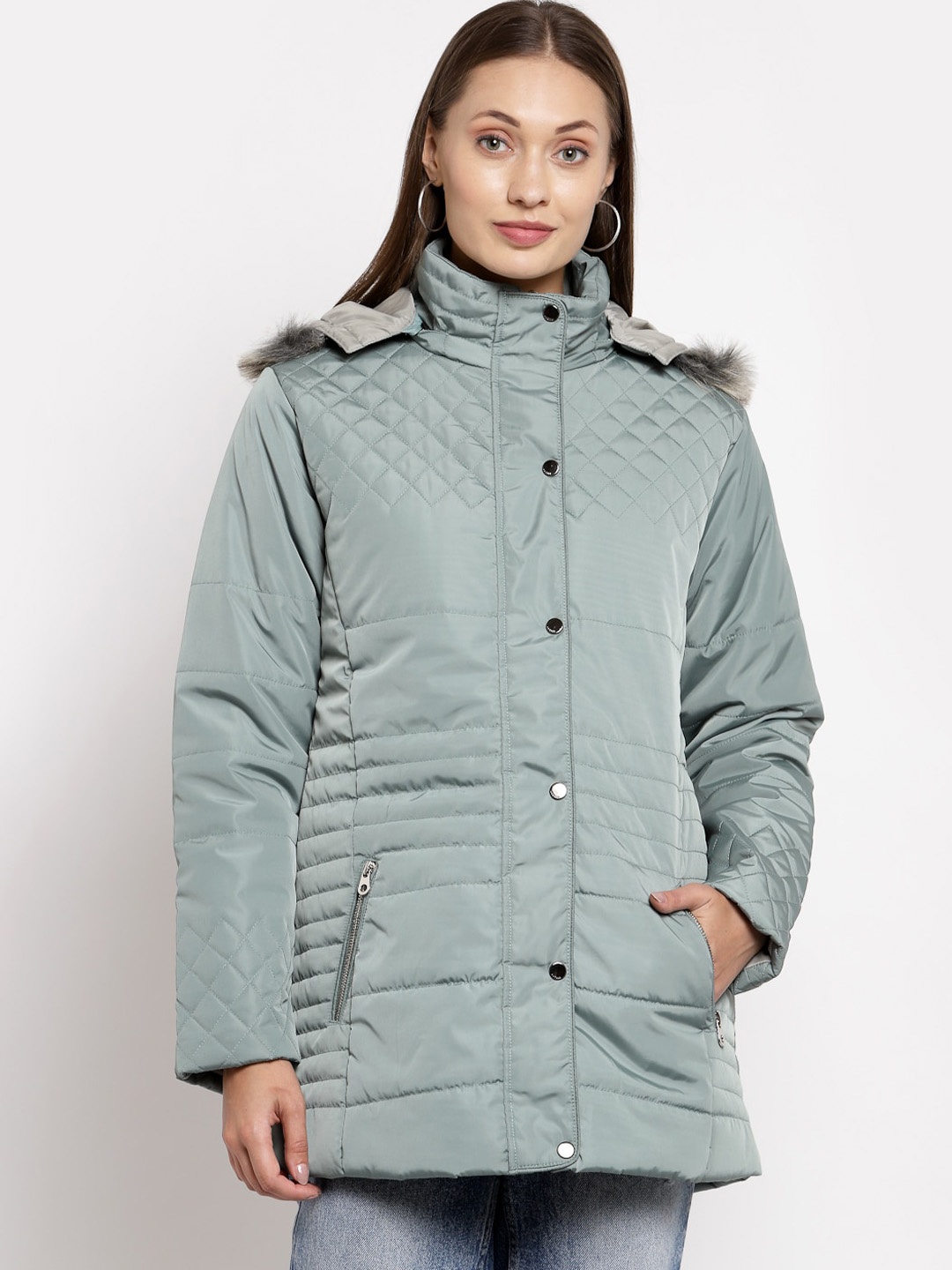 

Juelle Women Longline Parka Jacket, Sea green