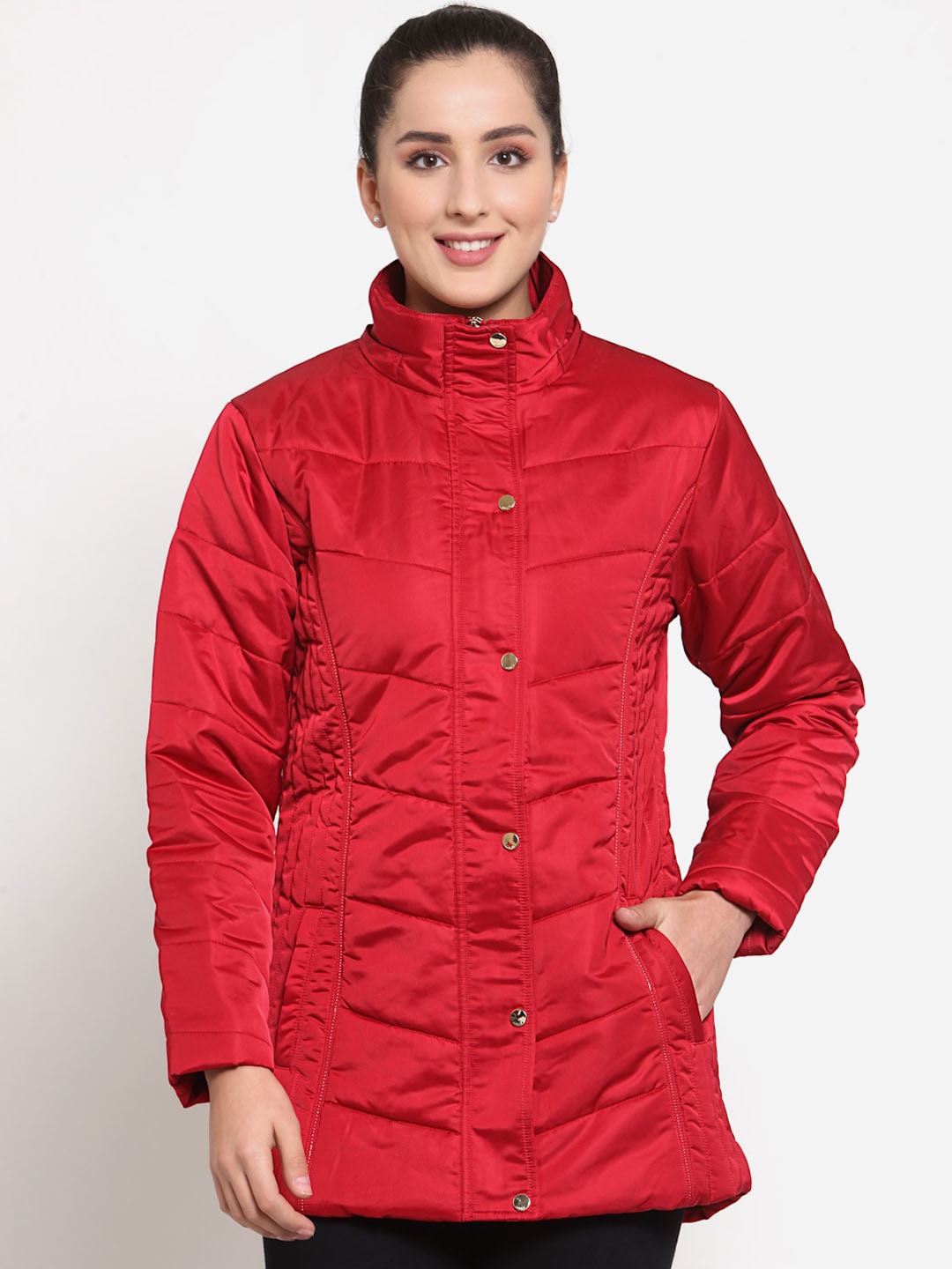 

Juelle Women Longline Padded Jacket, Red