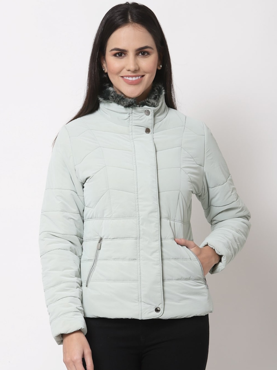 

Juelle Women Mock Collar Padded Jacket, Green