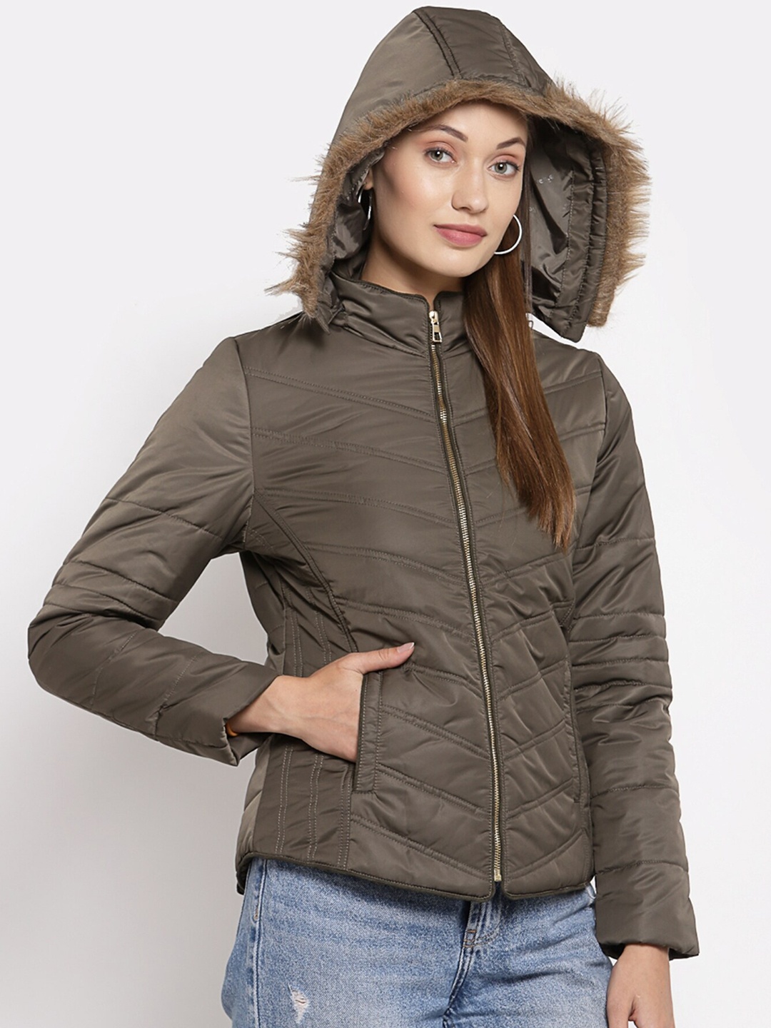

Juelle Women Hooded Parka Jacket, Olive