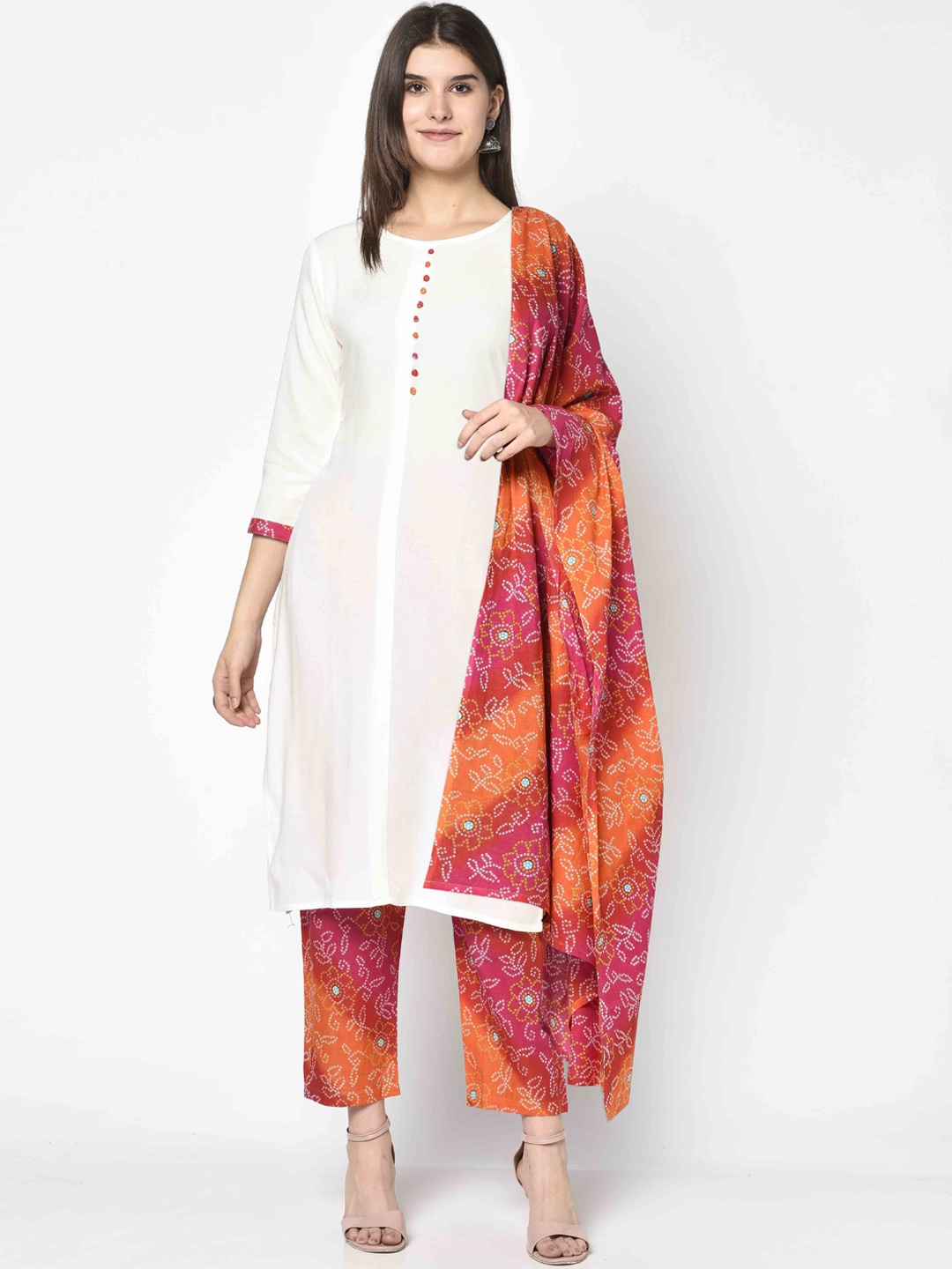 

ERISHA Women Ethnic Motifs Kurta With Trousers & Dupatta, White