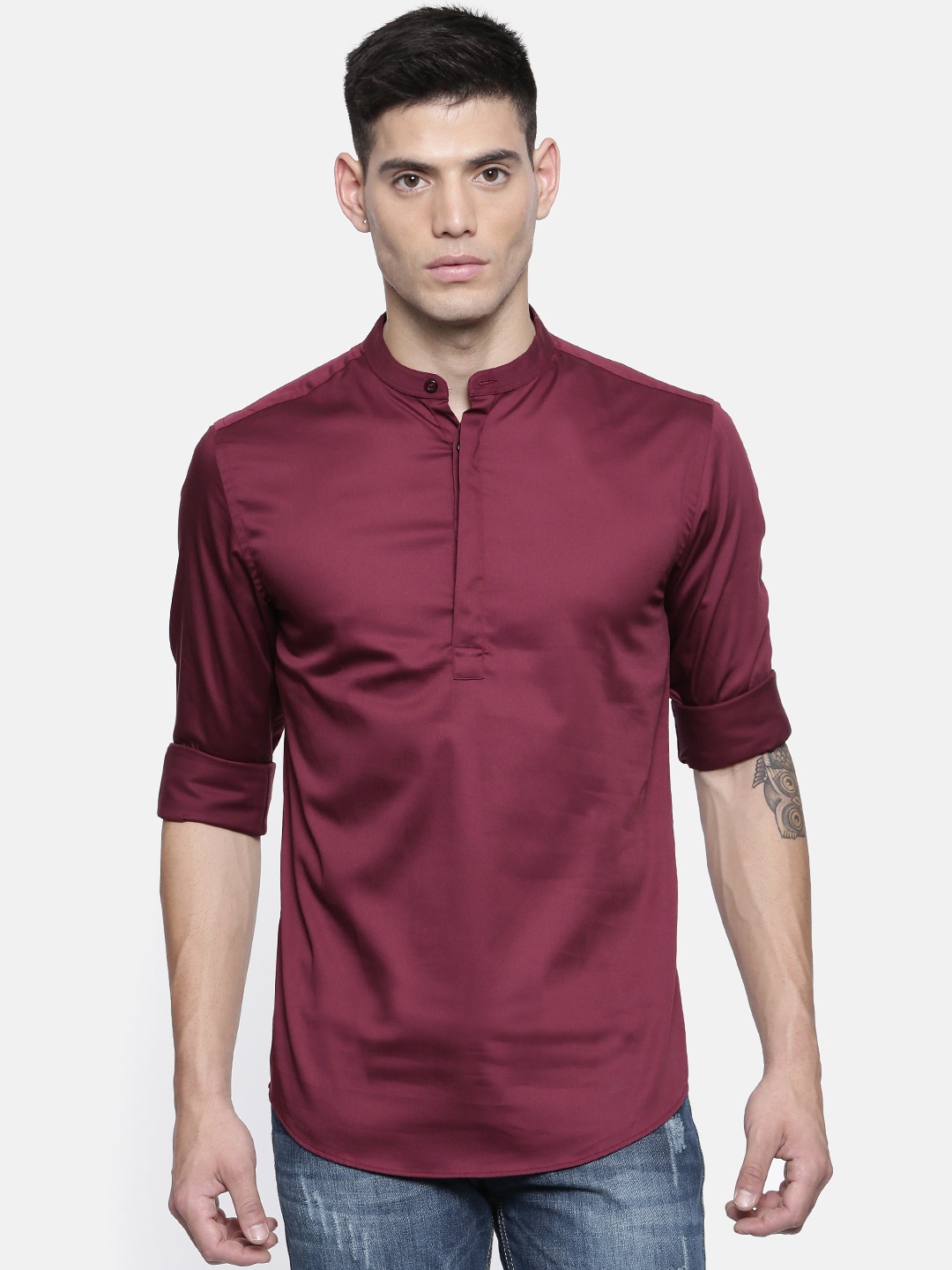

Jack & Jones Men Burgundy Slim Fit Solid Casual Shirt