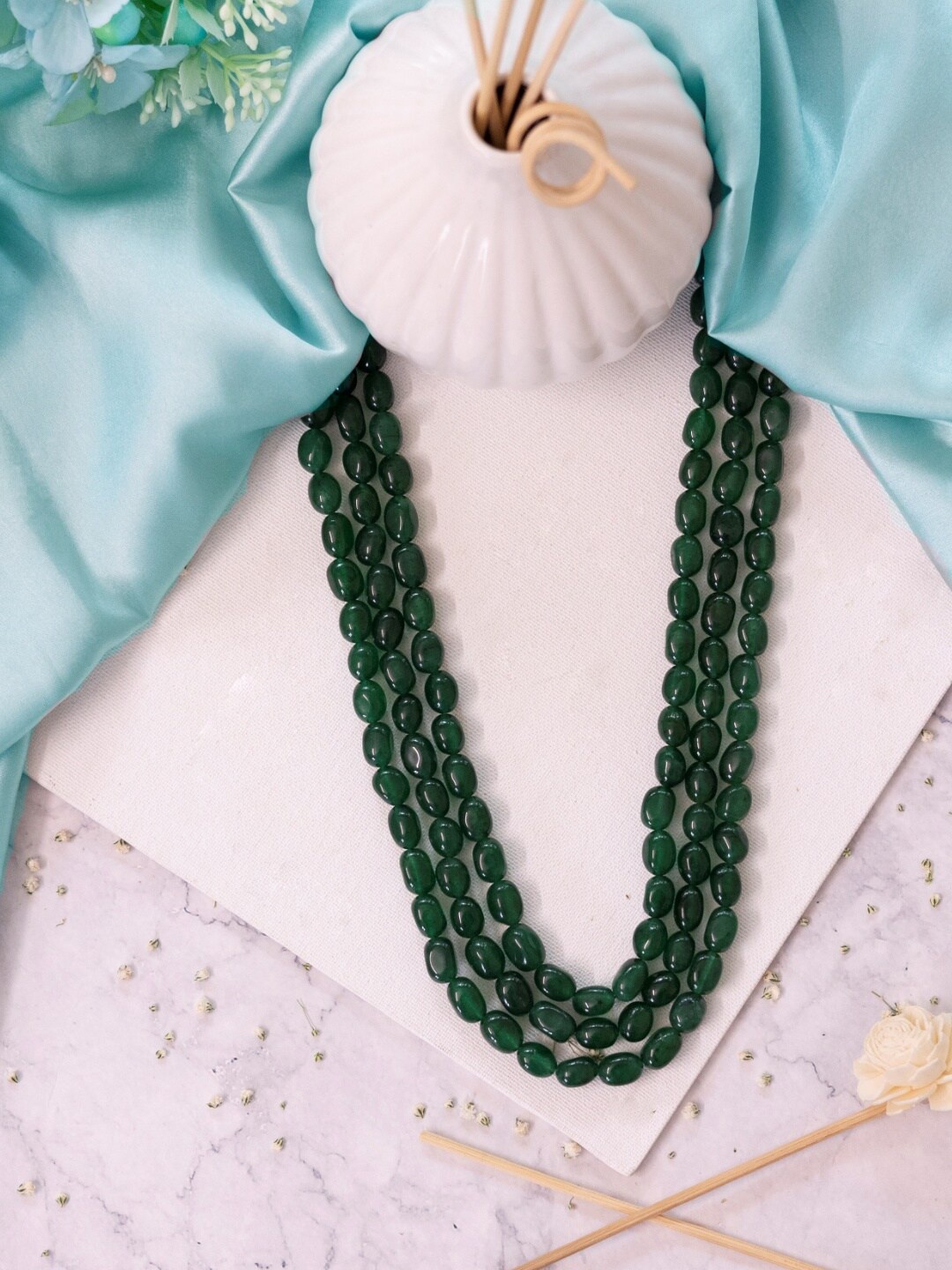 

Ishhaara Brass Layered Necklace, Green