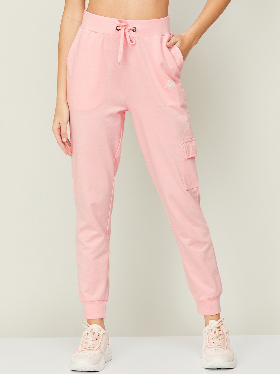 

Kappa Women Solid Cotton Joggers, Pink