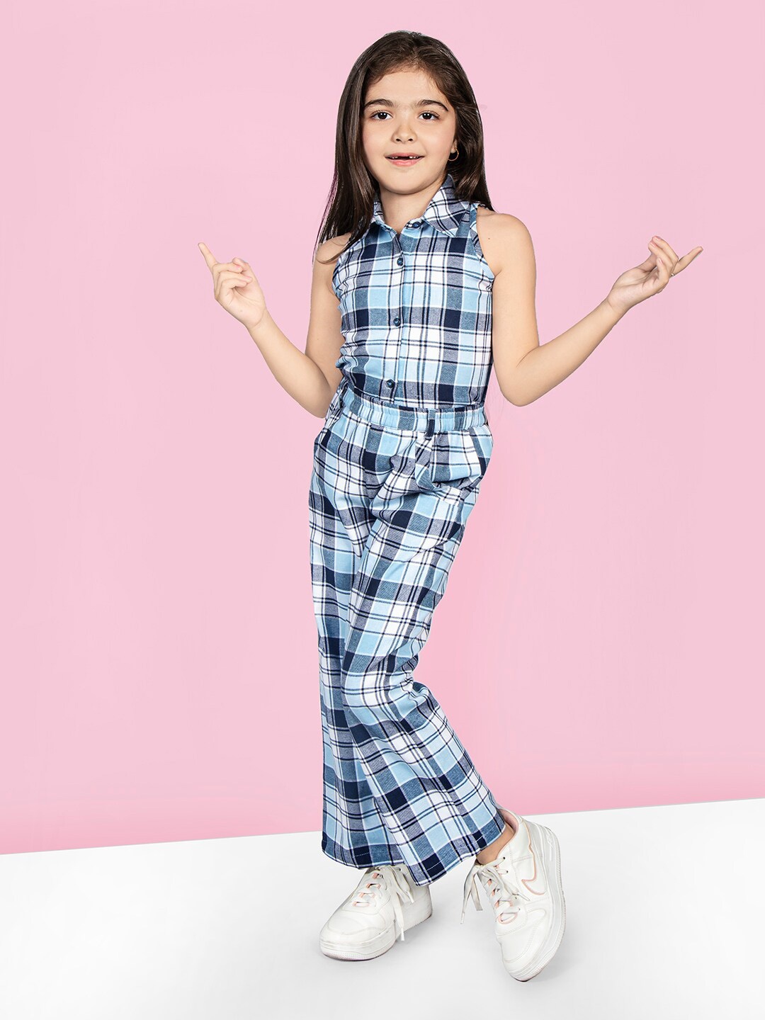 

Naughty Ninos Girls Checked Top with Trousers, Blue