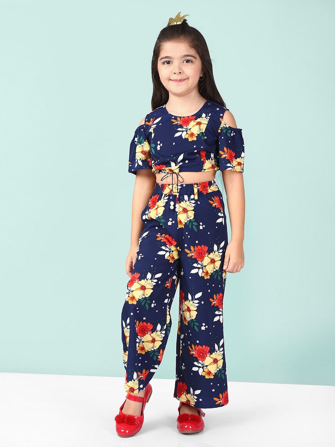 

Naughty Ninos Girls Printed Top with Trousers, Blue