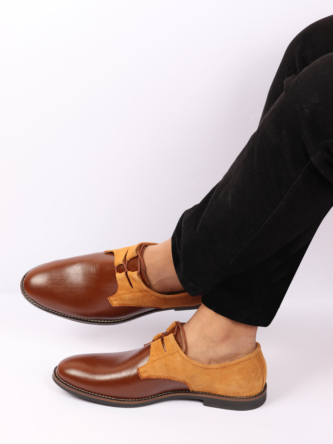 

FAUSTO Men Leather Formal Derbys, Tan