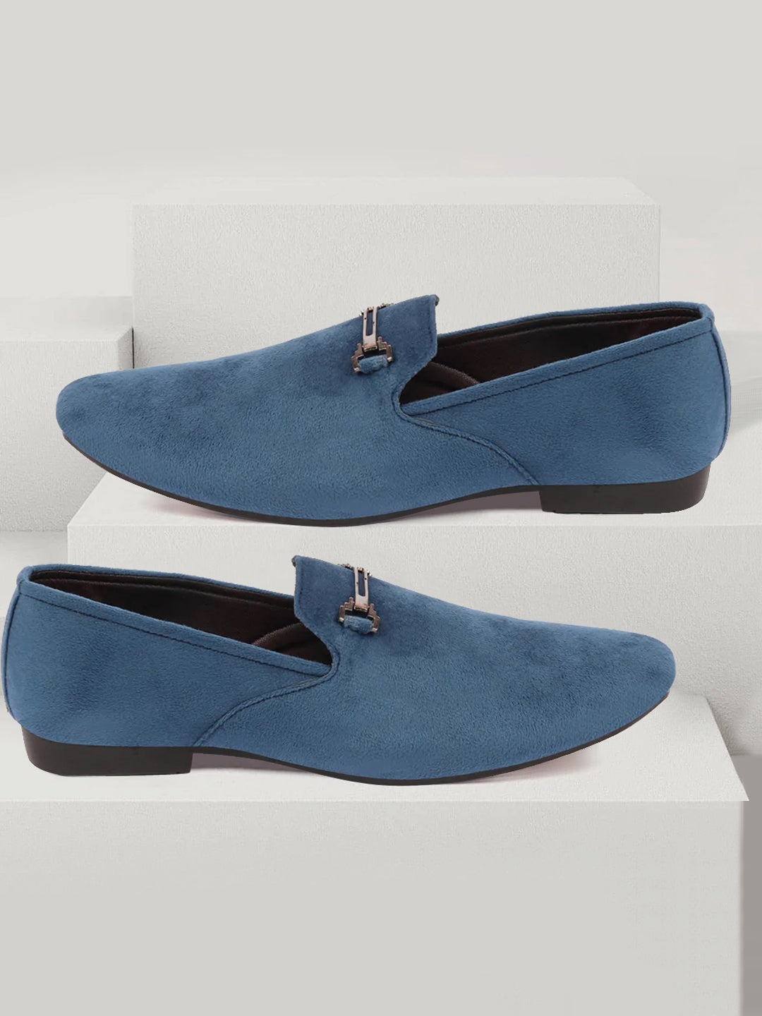 

FAUSTO Men Lightweight Velvet Loafers, Blue