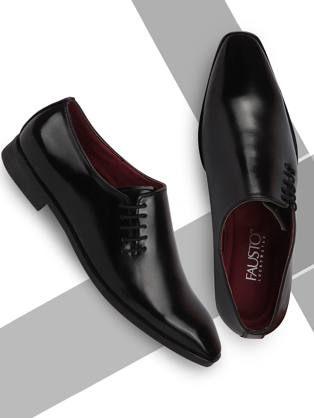 

FAUSTO Men Side Lace Up Formal Slip-On Shoes, Black