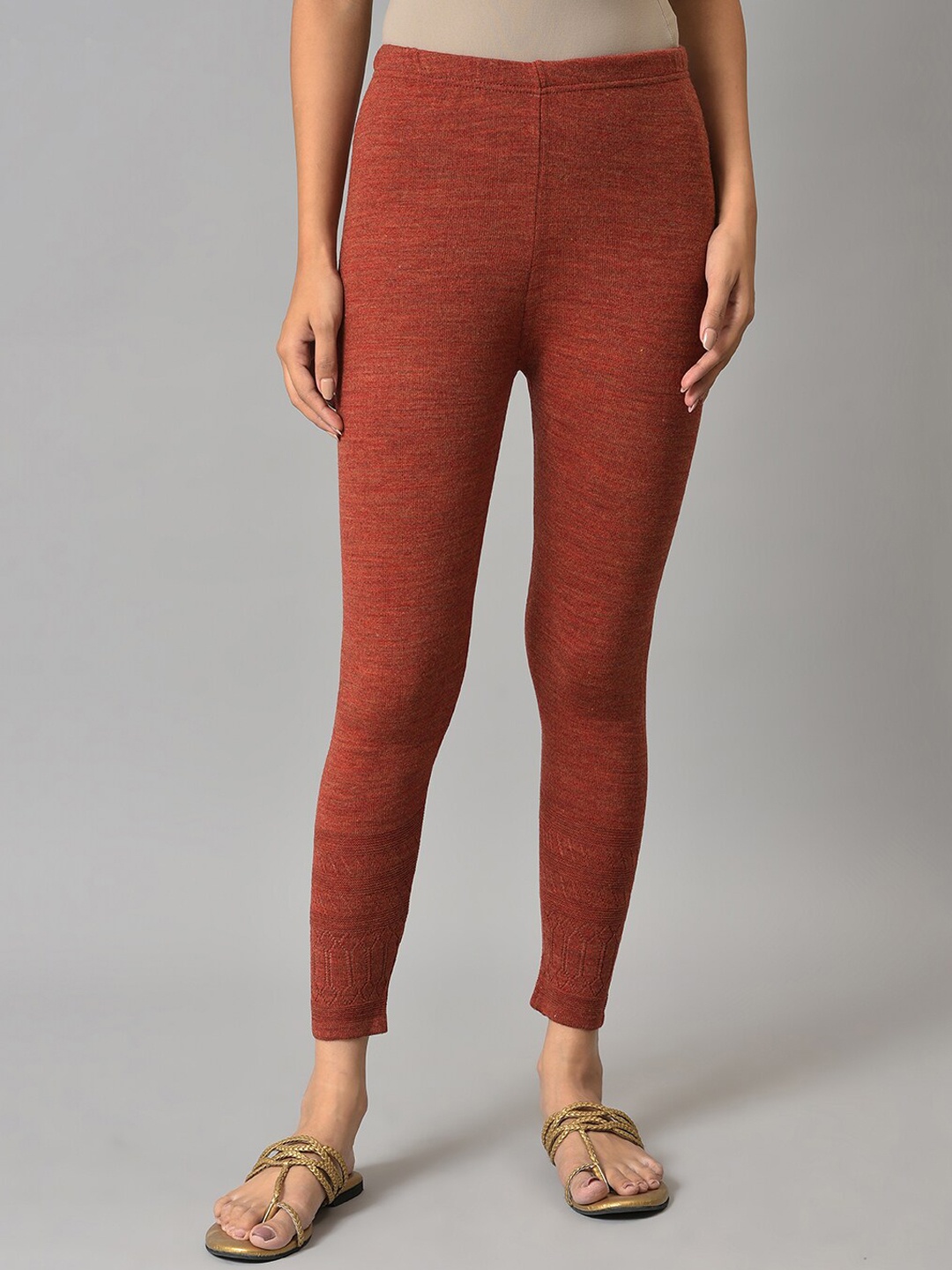 

AURELIA Women Ankle-Length Acrylic Leggings, Orange