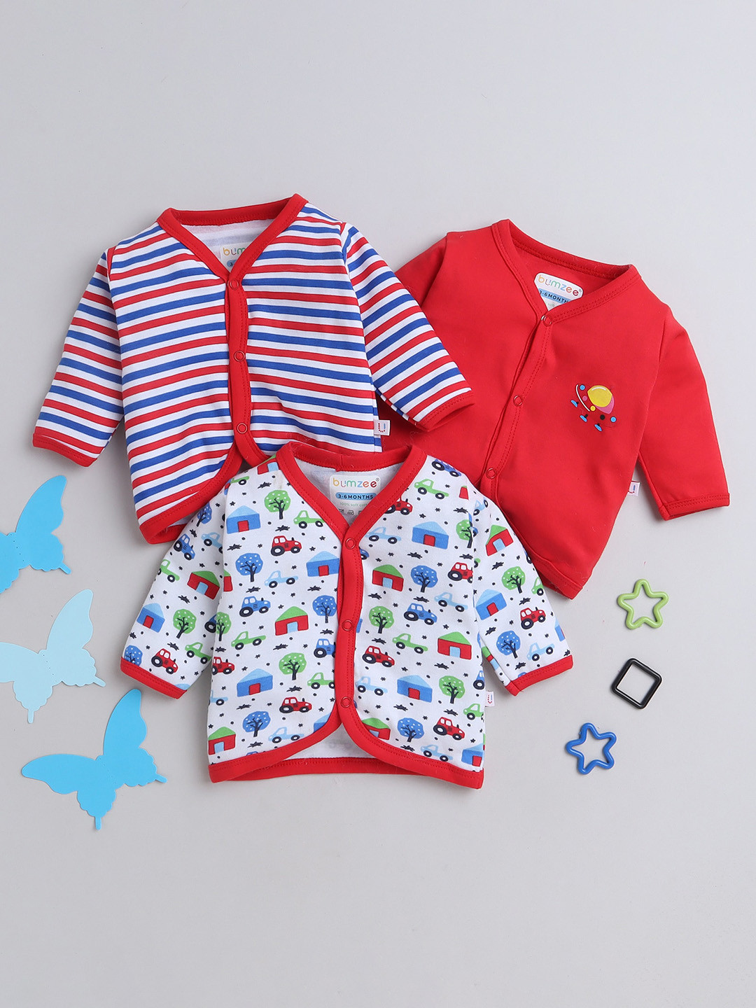 

BUMZEE Red & White Pack Of 3 Full Sleeves Jablas