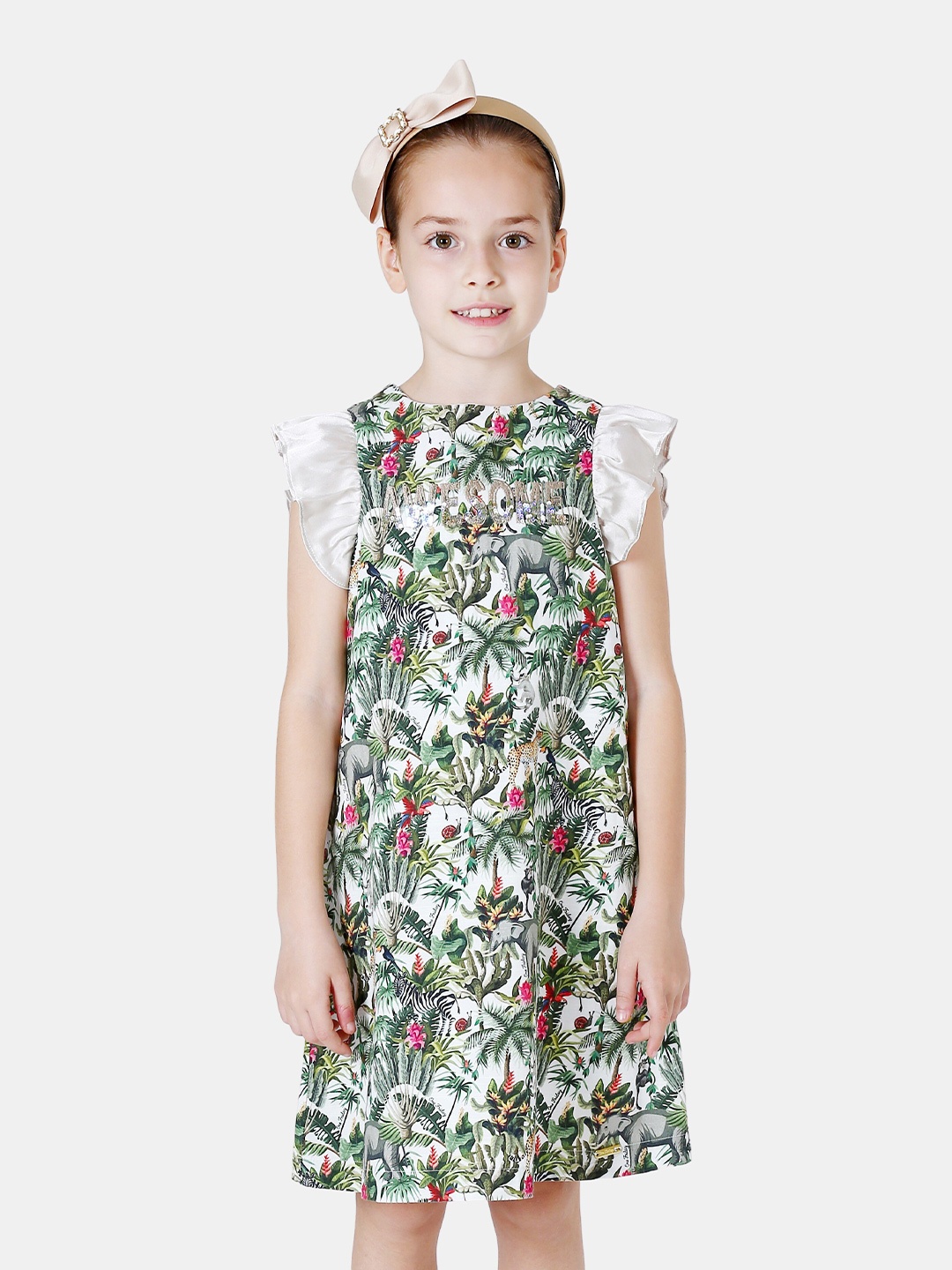 

One Friday Girls Tropical A-Line Dress, Green