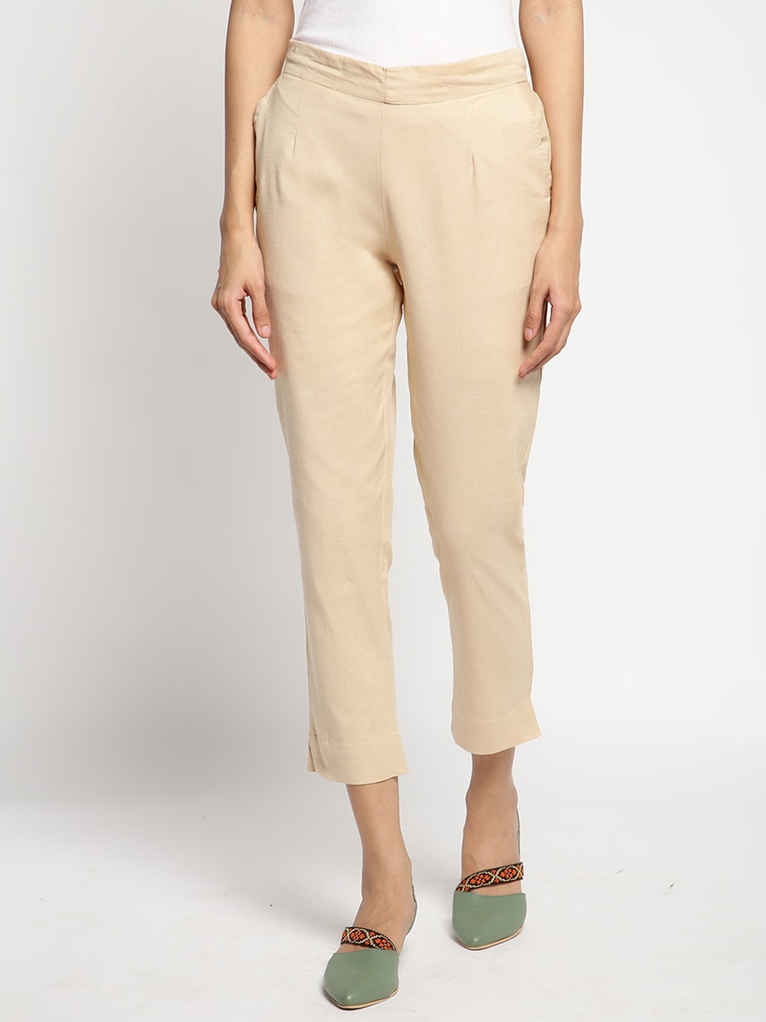 

AURELIA Women Reversible Pure Cotton Trousers, Beige